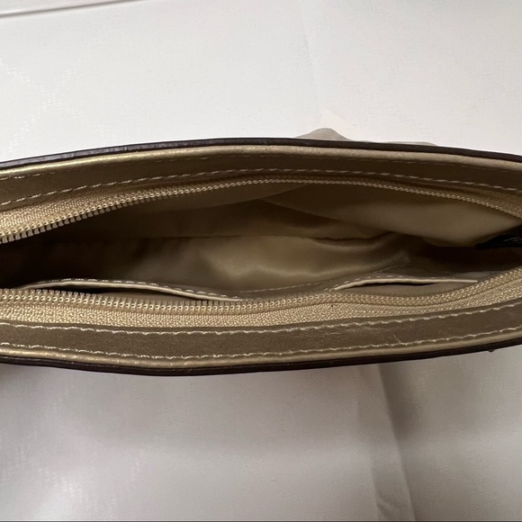 Coach Ergo Leather pleated large wristlet bronze contemporary - Picture 6 of 9